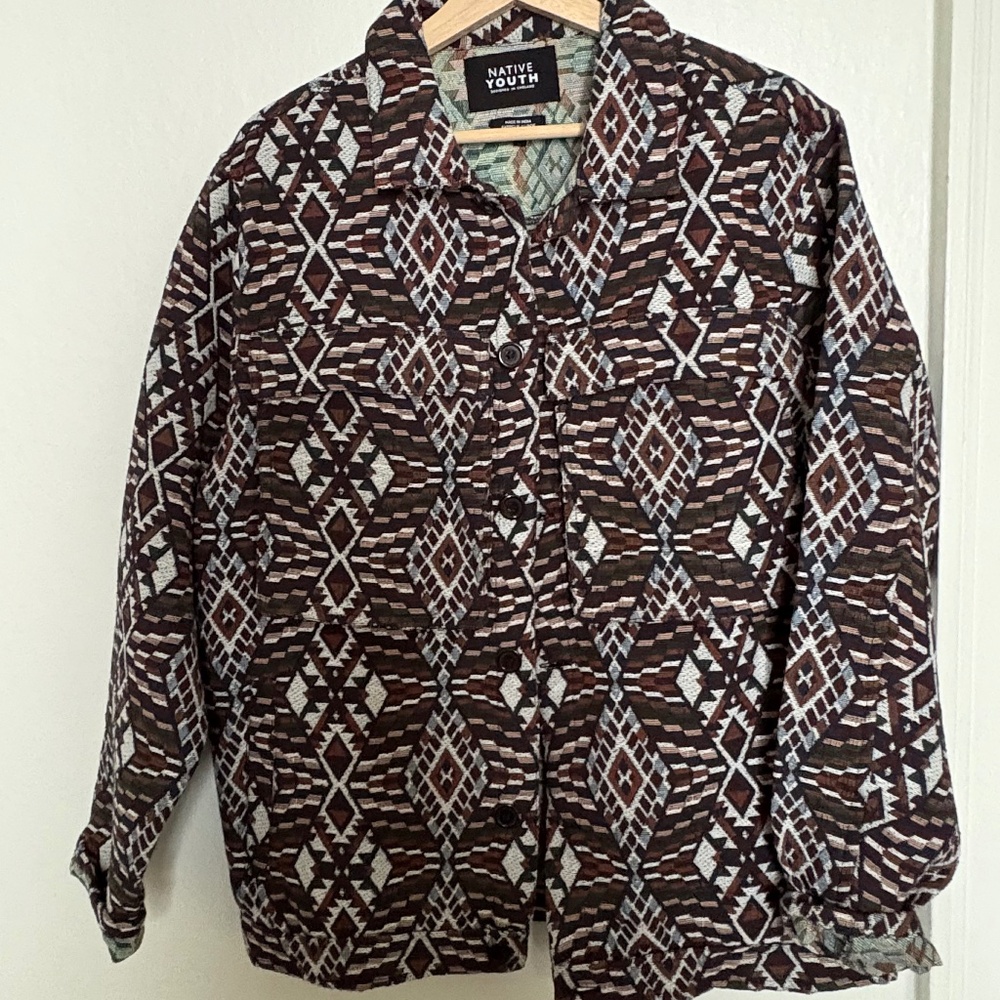 Native Youth Printed Shirt Jacket - Medium